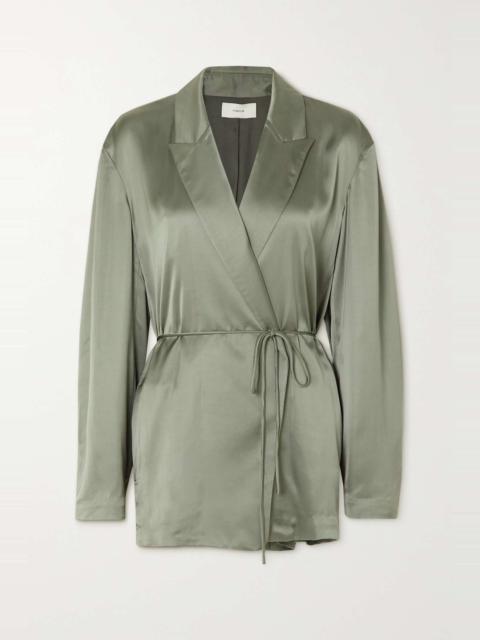 Belted satin-twill blazer