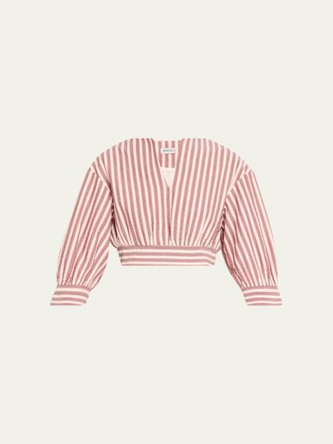 Noralie Striped Seersucker Crop Top