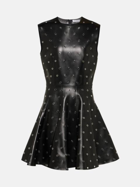 Studded A-line leather minidress