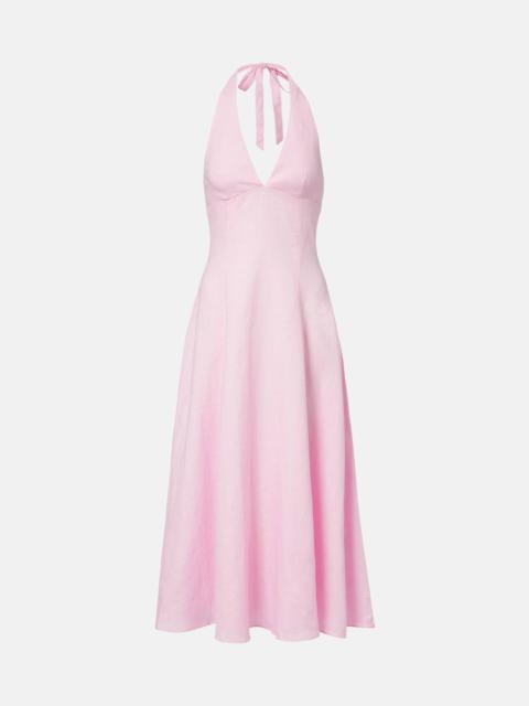 Marais halterneck linen midi dress