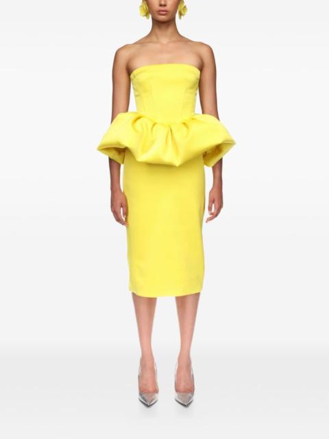 peplum-detail corseted midi dress