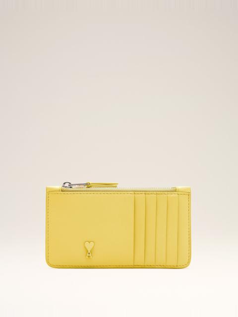 YELLOW COWHIDE LEATHER AMI DE COEUR ZIPPED CARD HOLDER