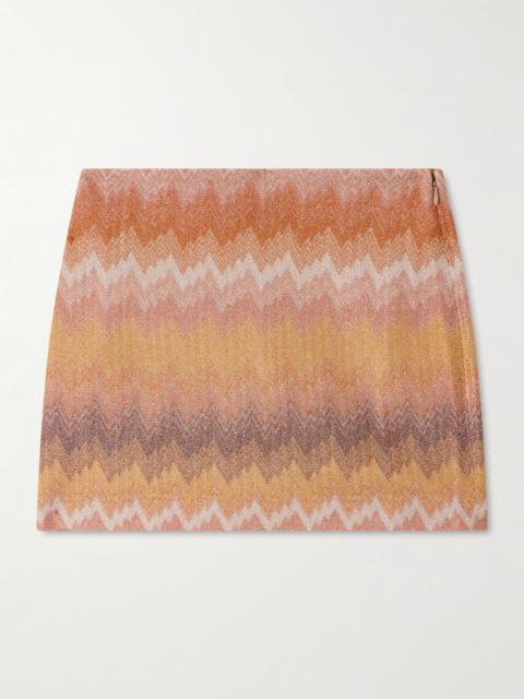 Striped Metallic Crochet-knit Mini Skirt