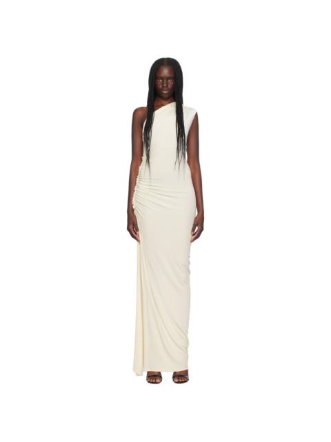 SSENSE Exclusive Off-White Asymmetric Ruched Single-Shoulder Maxi Dress