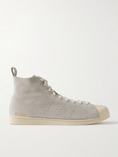 + Wales Bonner Superstar Hi Perforated Suede High-Top Sneakers Light gray
