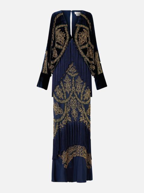 PLUNGE NECK DRAPED SHOULDER DRESS