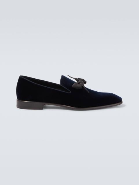 December First bow-detail velvet loafers