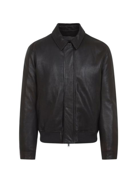 collared lamb skin jacket