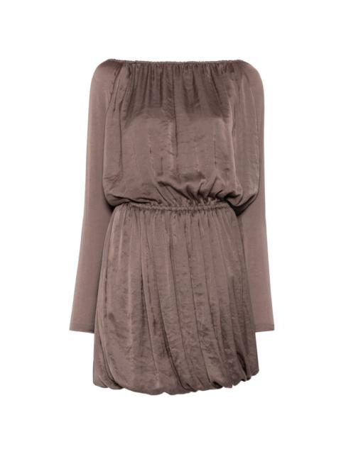 elasticated long-sleeve midi dress