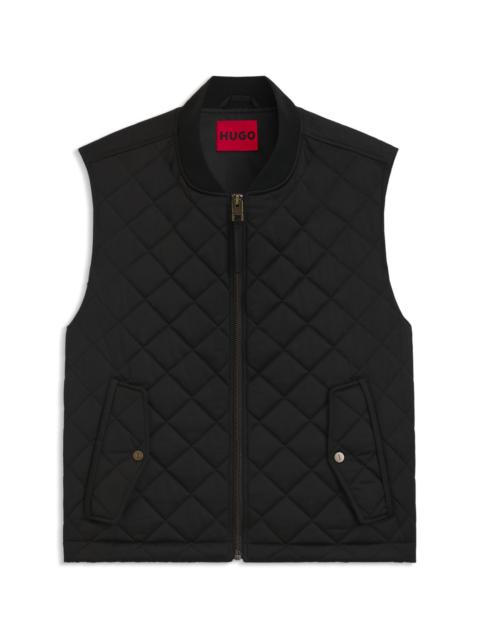 WATER-REPELLENT GILET IN QUILTED SATIN WITH LOGO PLAQUE