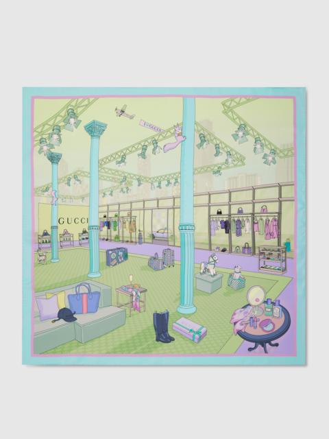 Printed silk twill carré