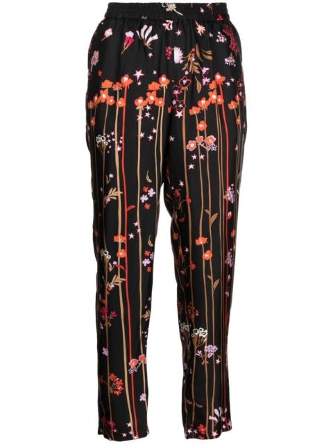 star-print silk trousers