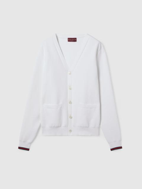 Cotton piquet knit cardigan