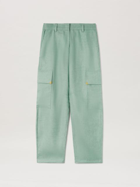 Linen Carrot Pants Metal Angles