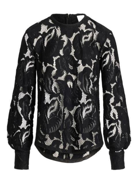 balloon-sleeve lace top