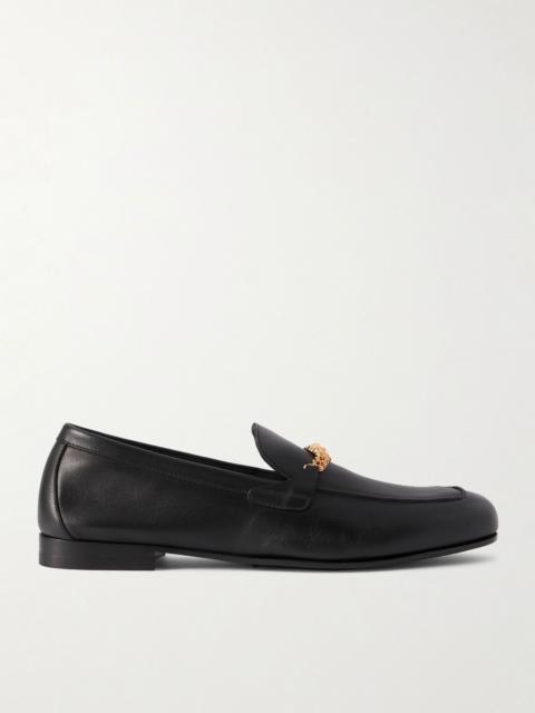 Logo-Embellished Leather Loafers Black