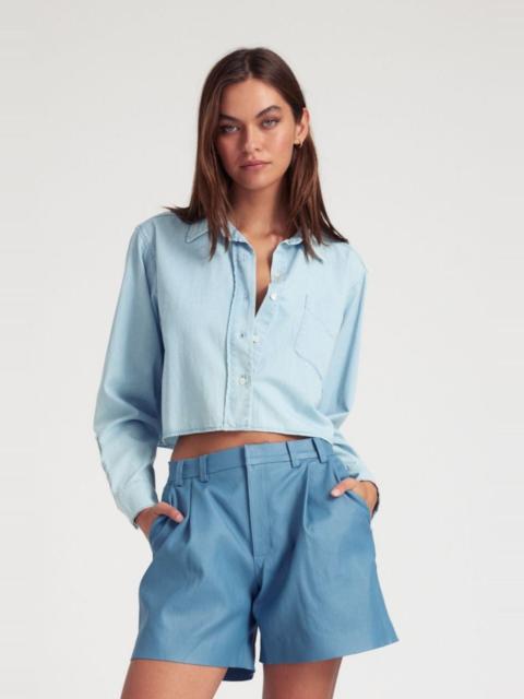 LIGHT BLUE CHAMBRAY CROPPED BUTTON DOWN