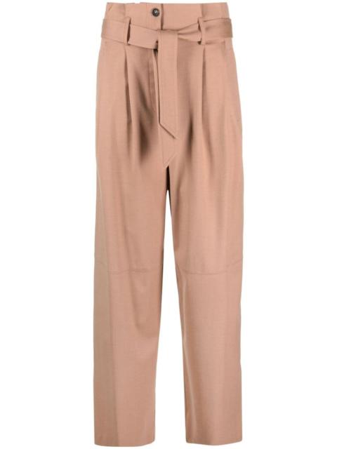 belted flannel trousers
