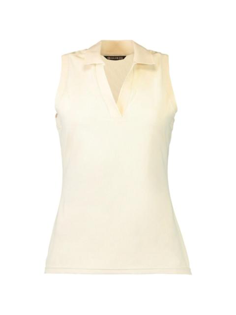 V-neck sleeveless polo top