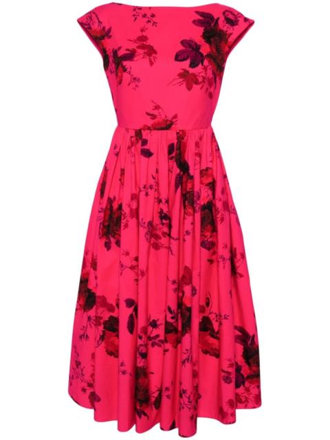floral-print cotton midi dress
