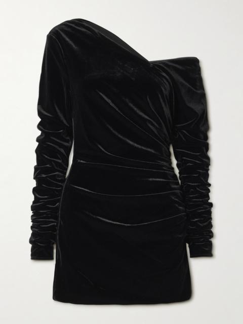 Ettore Off-the-shoulder Draped Stretch-velvet Mini Dress