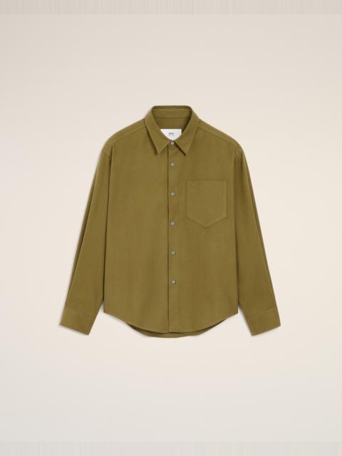 GREEN COTTON EMBOSSED AMI DE COEUR BOXY SHIRT