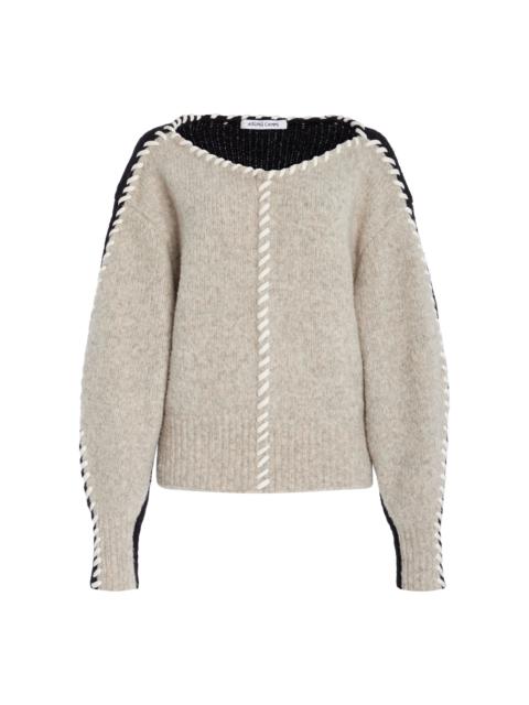 Whip-Stitched Wool-Blend Knit Sweater grey