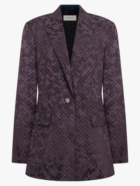 BAFTAN FLORAL MOTIF SINGLE BREAST JACKET | BROWN