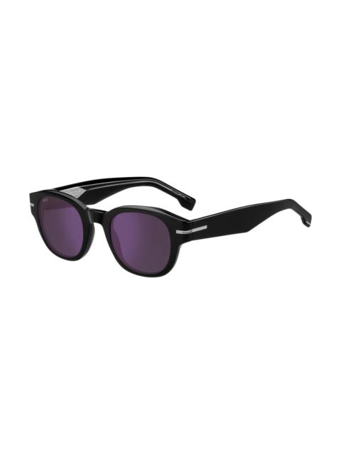 BLACK-ACETATE SUNGLASSES WITH VIOLET LENSES