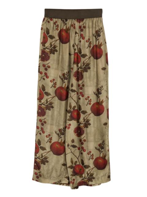 pomegranate-print elastic-waist trousers