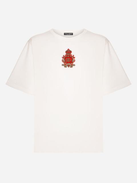 Silk jersey T-shirt with heraldic DG patch