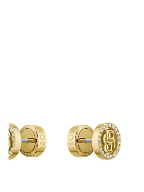 GOLD-TONE EARRINGS WITH CRYSTALS AND DOUBLE B MONOGRAM
