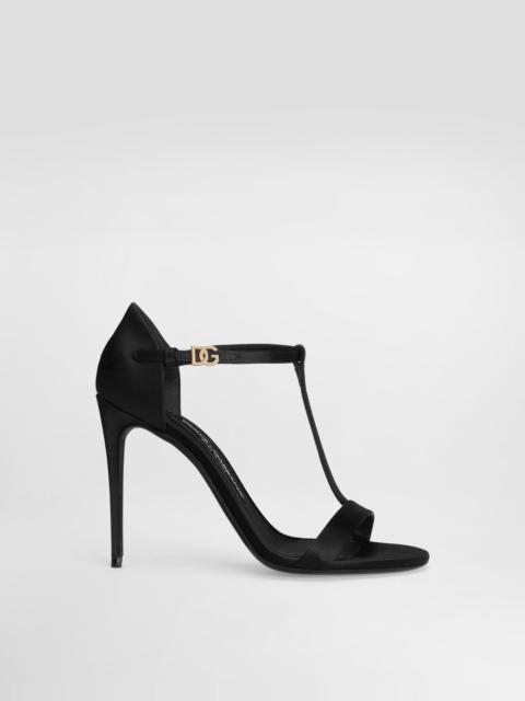 Satin T-bar sandals