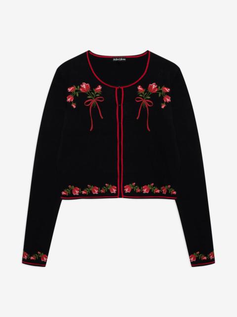 Rose Waltz Embroidered Knit Cardigan