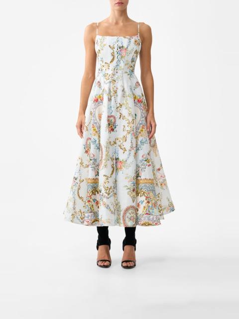 CORSET DRESS WITH LONG FLARED SKIRT