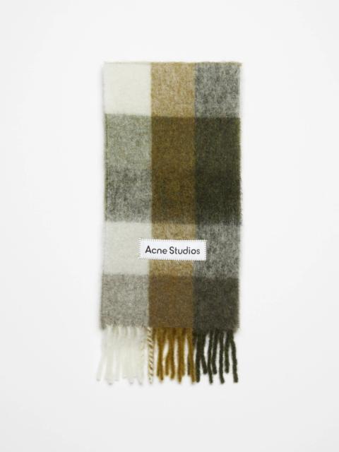 Mohair checked scarf - Taupe/Green/Black