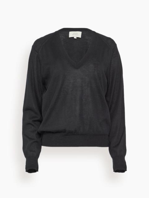 Julio V Neck Fine Knit Sweater in Black