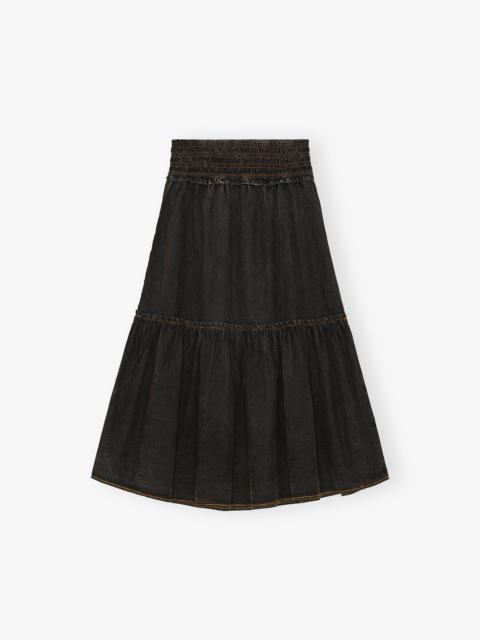 BLACK WASHED SMOCK SKIRT