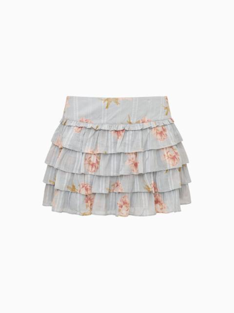 Moralina Cotton Peony Print Mini Skirt