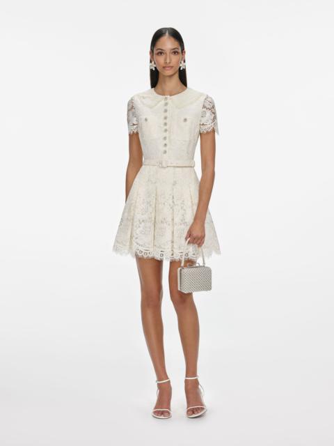 Cream Floral Lace Mini Dress