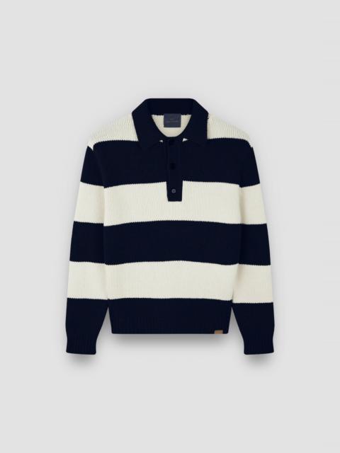 STRIPED RE-WOOL POLO SHIRT