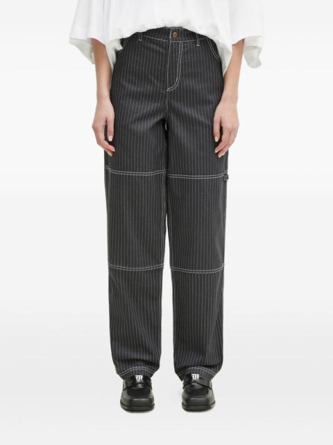 pinstriped panelled trousers