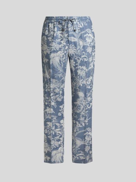 COTTON JACQUARD JOGGING TROUSERS WITH FLORAL MOTIF