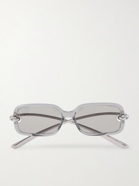 Knot rectangular-frame acetate and silver-tone sunglasses Clear