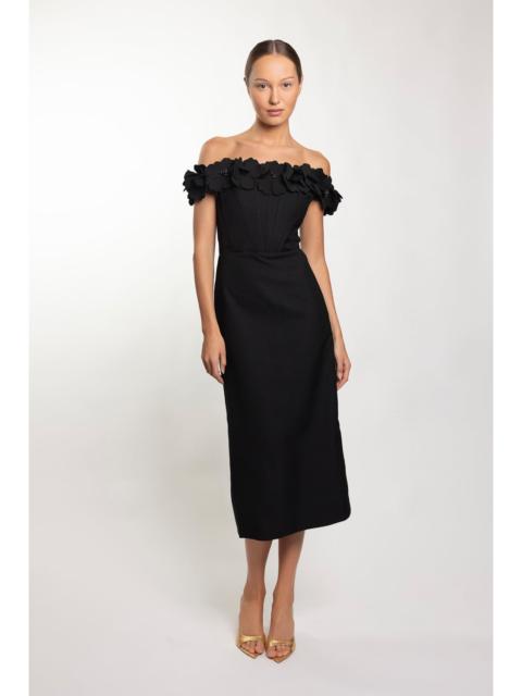 LIGHT SPOT CREPE MIDI DRESS