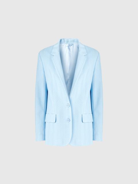 Single-breasted blazer in cotton and zig zag viscose tone on tone