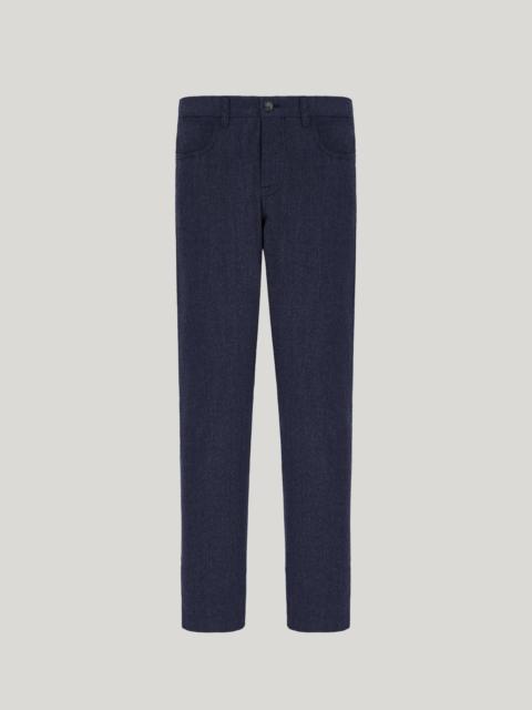 BLUE FIVE POCKET FLANNEL IMPECCABILE WOOL PANTS