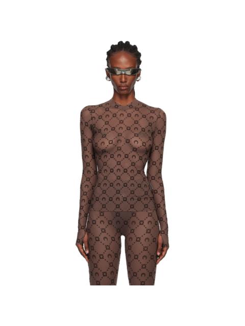 SSENSE Exclusive Brown Flock Second Skin Highneck Top