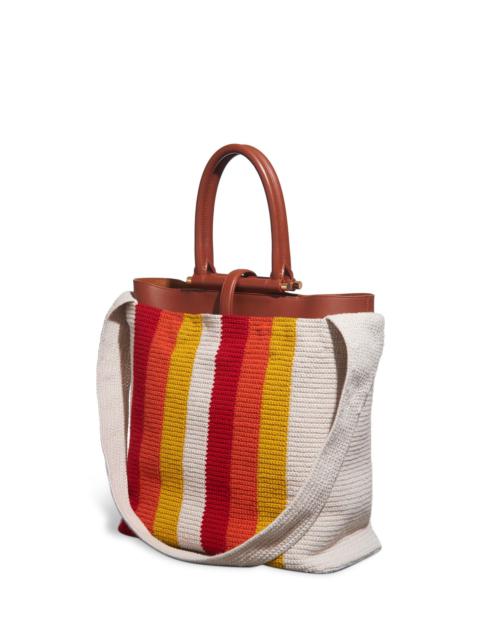 Large Crossover Knit Bag in Red, Orange & Yellow Cashmere