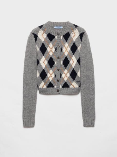 Argyle knit cashmere cardigan